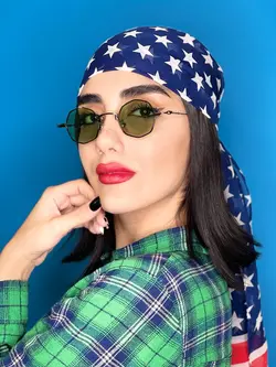 عینک افتابی چند ضلعی مشکی سبز