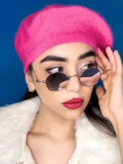 عینک افتابی زنانه چند ضلعی فرم فلزی عدسی جیوه ای نقره ای