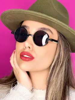 عینک آفتابی زنانه گرد مشکی برند شنل b33