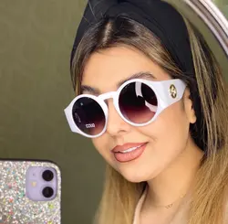 عینک گرد سفید دسته پهن