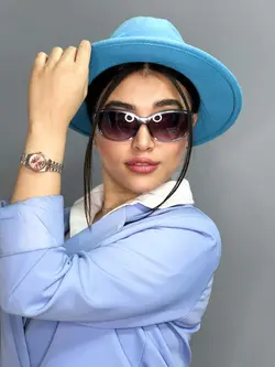 عینک آفتابی زنانه نقره ای بیضی برند سوارسکی یووی400