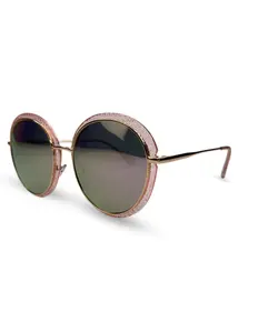 عینک آفتابی زنانه فریم طلایی و و صورتی یووی 400