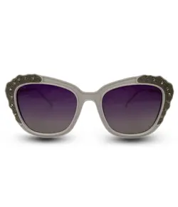 عینک آفتابی زنانه سفید مشکی گربه ای برند گوچی پلاریزه