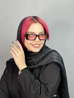 عینک آفتابی زنانه برند پرادا مستطیلی مشکی صورتی یووی ۴۰۰