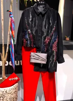 شومیز مانتویی مجلسی پولک دوزی برند ترک مناسب S-3XL