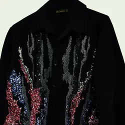 شومیز مانتویی مجلسی پولک دوزی برند ترک مناسب S-3XL