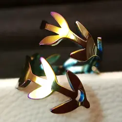 انگشتر استیل فری سایز طرح برگ(هولوگرامی)