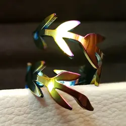 انگشتر استیل فری سایز طرح برگ(هولوگرامی)