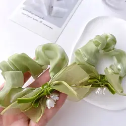 کش مو حریر کریستال آویز گل