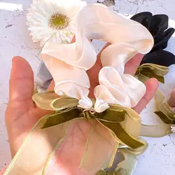 کش مو حریر کریستال آویز گل