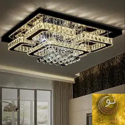 لوستر سقفی مدرن مربعی با کریستال آویز  کد 446