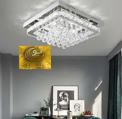 لوستر سقفی مدرن مربعی تک پله با کریستال آویز سایز 60 cm  کد 451