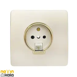 پریز تلفن دوکاره آسیا الکتریک مدل کریستال صدفی-طلایی