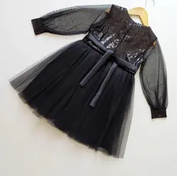 سارافون دخترانه مجلسی پولک مشکی سایز 1