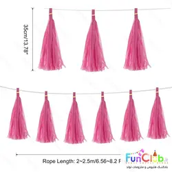 آویز ریش ریش کاغذی 35 سانتی (بسته 10 عددی) سرخابی