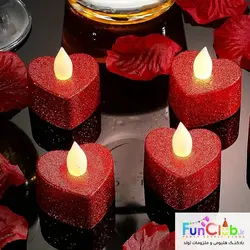 شمع وارمر ال ای دی سوپر لوکس طرح قلبی اکلیلی قرمز (بسته 6 عددی)