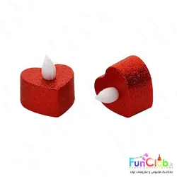 شمع وارمر ال ای دی سوپر لوکس طرح قلبی اکلیلی قرمز (بسته 6 عددی)