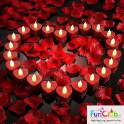 شمع وارمر ال ای دی سوپر لوکس طرح قلبی اکلیلی قرمز (بسته 6 عددی)