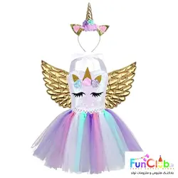 لباس کودک دخترانه یونیکورن پولکی بالدار (دارای سایزبندی)