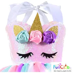 لباس کودک دخترانه یونیکورن پولکی بالدار (دارای سایزبندی)