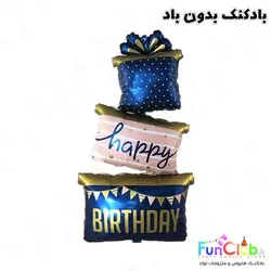 بادکنک خالی فویلی طرح کیک صورتی سورمه ای