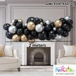 پکیج بادکنک آرایی آماده نصب - دیزاین مشکی طلایی نقره ای