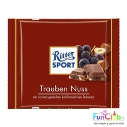 شکلات اورجینال Ritter Sport - تبلت 100 گرمی طعم کشمش و فندق