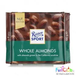 شکلات اورجینال Ritter Sport - تبلت 100 گرمی طعم بادام کامل