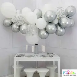 پکیج بادکنک آرایی در منزل تم نقره ای سفید