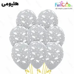 پکیج بادکنک هلیومی تم فارغ التحصیلی نقره ای (8عدد)