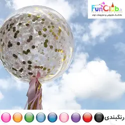 بوبو بالن هلیومی شیشه ای پولکی دار سایز متوسط (دارای رنگبندی)