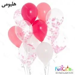 پکیج بادکنک هلیومی تم سرخابی+صورتی+پولکی دار (12عدد)