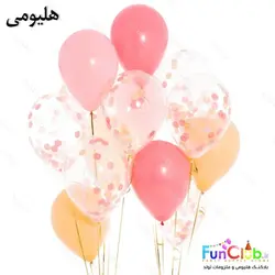 پکیج بادکنک هلیومی تم سرخابی+گلبهی+پولکی دار (14عدد)