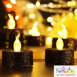 شمع وارمر ال ای دی سوپر لوکس طرح دایره اکلیلی (بسته 6 عددی) - (رنگبندی:سفید-قرمز-مشکی)