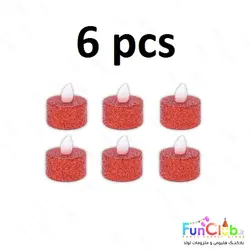 شمع وارمر ال ای دی سوپر لوکس طرح دایره اکلیلی (بسته 6 عددی) - (رنگبندی:سفید-قرمز-مشکی)