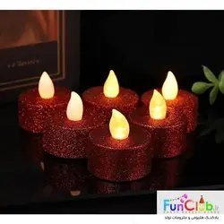 شمع وارمر ال ای دی سوپر لوکس طرح دایره اکلیلی (بسته 6 عددی) - (رنگبندی:سفید-قرمز-مشکی)