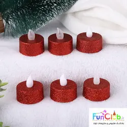 شمع وارمر ال ای دی سوپر لوکس طرح دایره اکلیلی (بسته 6 عددی) - (رنگبندی:سفید-قرمز-مشکی)