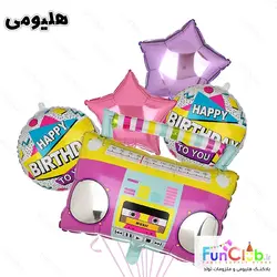 پکیج بادکنک هلیومی تم ضبط صوت و ستاره (5 عدد)