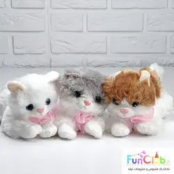 عروسک پولیش - بچه گربه خوابیده موزیکال 25 سانت (دارای رنگبندی)