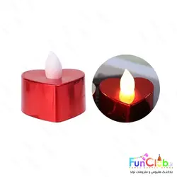 شمع وارمر ال ای دی سوپر لوکس طرح قلبی متالیک قرمز (بسته 6 عددی)