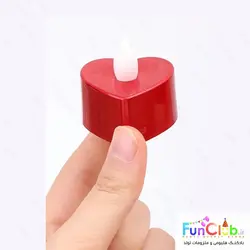 شمع وارمر ال ای دی سوپر لوکس طرح قلبی متالیک قرمز (بسته 6 عددی)