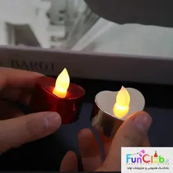 شمع وارمر ال ای دی سوپر لوکس طرح قلبی متالیک قرمز (بسته 6 عددی)