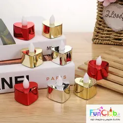 شمع وارمر ال ای دی سوپر لوکس طرح قلبی متالیک قرمز (بسته 6 عددی)