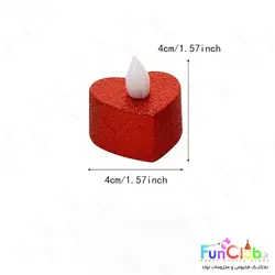 شمع وارمر ال ای دی سوپر لوکس طرح قلبی متالیک قرمز (بسته 6 عددی)