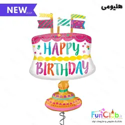 بادکنک هلیومی فویلی سایز بزرگ طرح HappyBirthday کیک میزدار