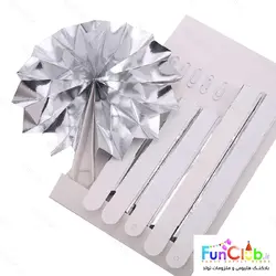 تزیین بادبزنی ( 6 عددی ) طلاکوب میکس سفید و رزگلد