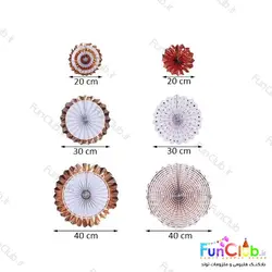 تزیین بادبزنی ( 6 عددی ) طلاکوب میکس سفید و رزگلد