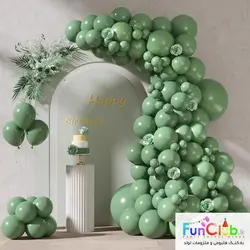 بادکنک لاتکسی TOPTEX خالی فشن بسته 50 عددی رنگ سبز اکالیپتوس