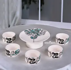 هفت سین سرامیکی زیرلعابی طرح خوشنویسی طلاکوب کد 102543