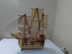 ماکت چوبی برجسته طرح کشتی با سیستم نورپردازی کد 102479